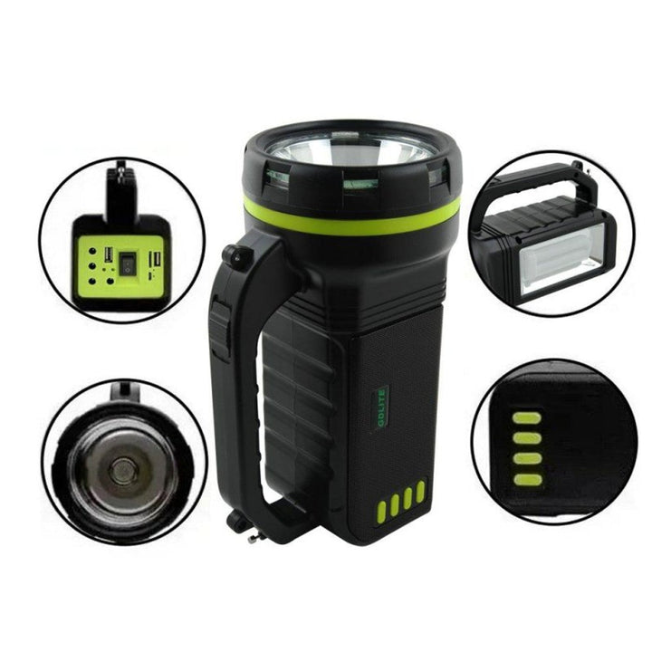 Multifunktionel solcellelygte Verna, 6-i-1, powerbank, solcellepanel, lampe, LED-lamper, højttaler+radio, Tur000008