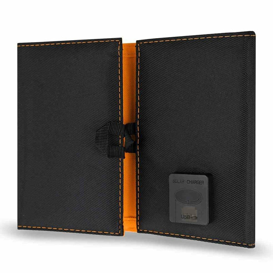 Solcellepanel, oplader, 6 W, 1 USB-port, sort og orange, A01
