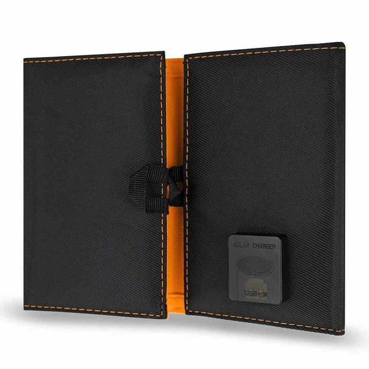 Solcellepanel, oplader, 6 W, 1 USB-port, sort og orange, A01