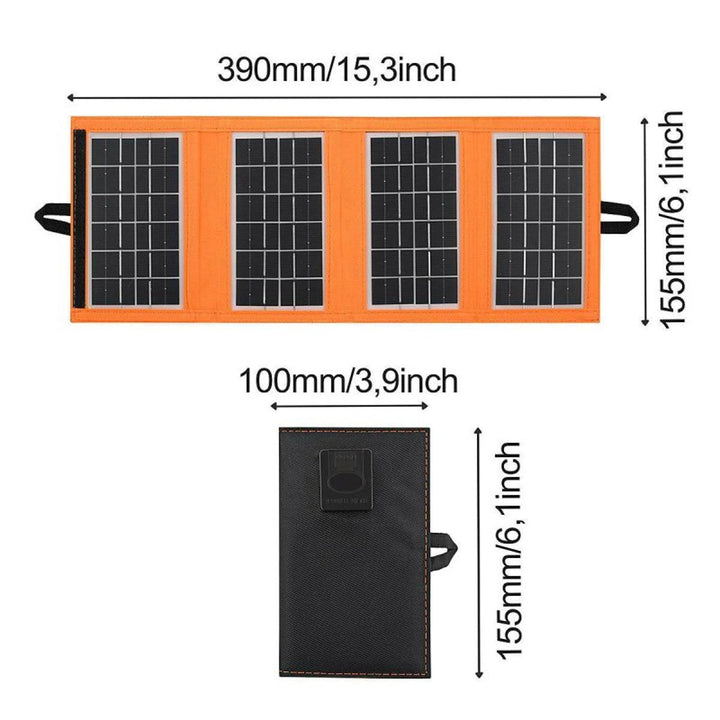 Solcellepanel, oplader, 6 W, 1 USB-port, sort og orange, A01