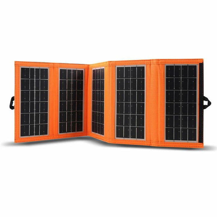 Solcellepanel, oplader, 10 W, 1 USB-port, sort og orange, A02