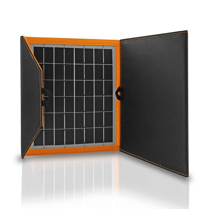Solcellepanel, oplader, 15 W, 1 USB-port, sort og orange, A04