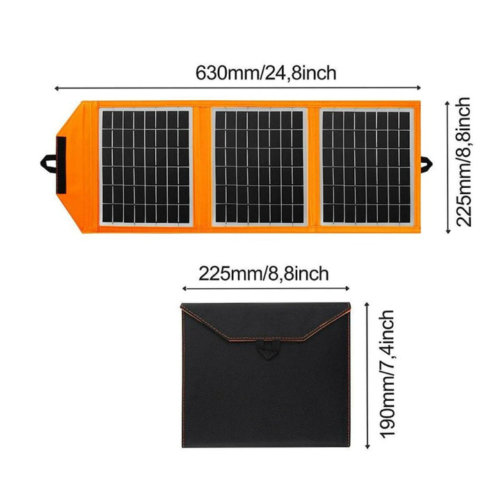 Solcellepanel, oplader, 15 W, 1 USB-port, sort og orange, A04