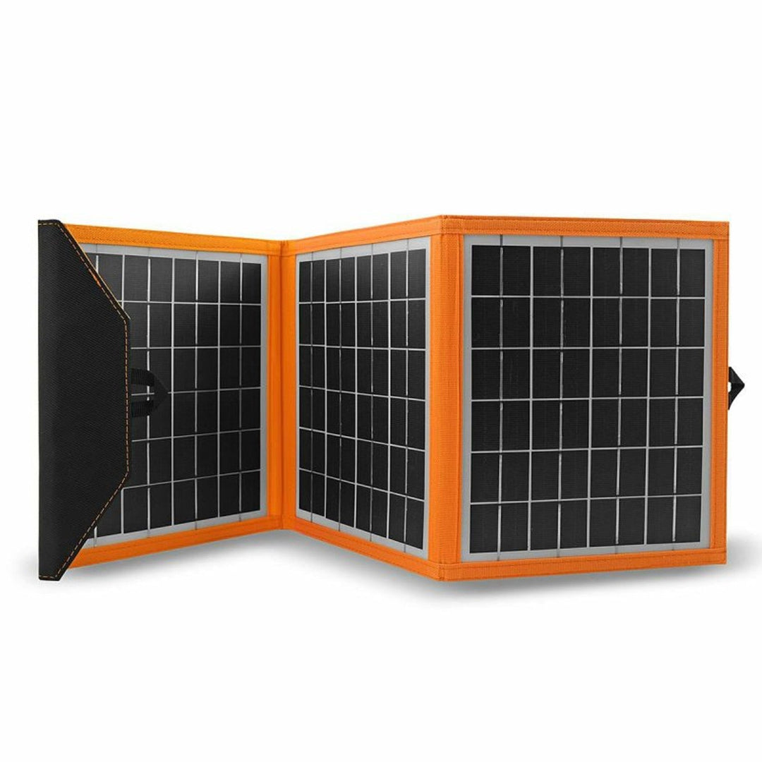 Solcellepanel, oplader, 15 W, 1 USB-port, sort og orange, A04