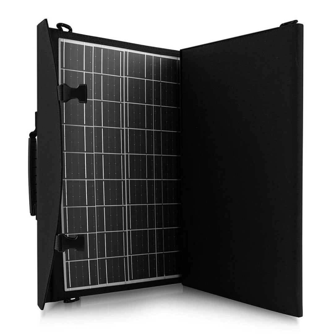 Solcellepanel, oplader, 60 W, 2 USB-porte, sort og orange, A06