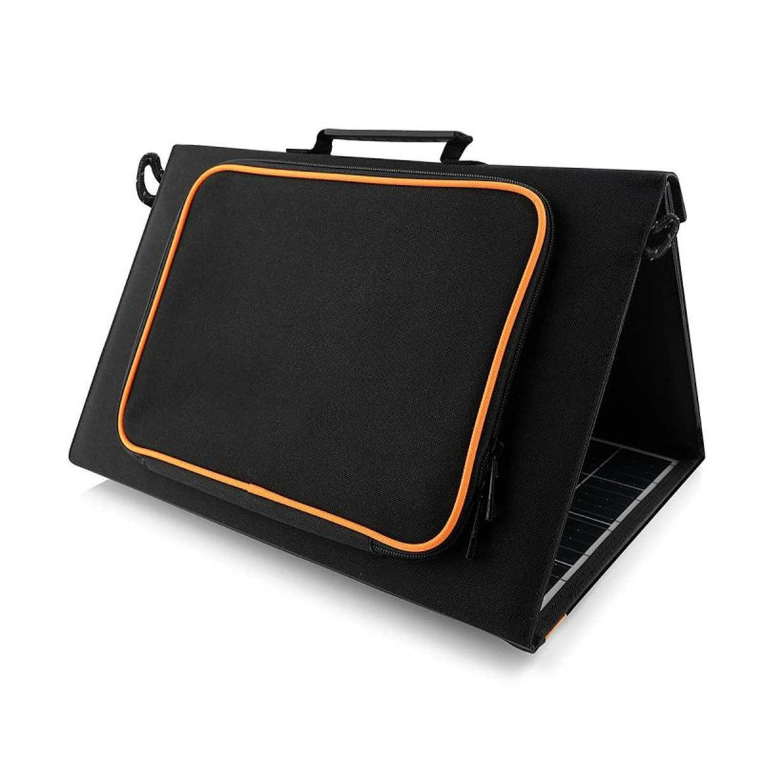 Solcellepanel, oplader, 60 W, 2 USB-porte, sort og orange, A06