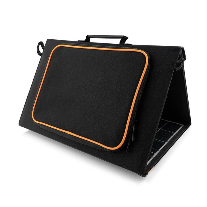Solcellepanel, oplader, 60 W, 2 USB-porte, sort og orange, A06