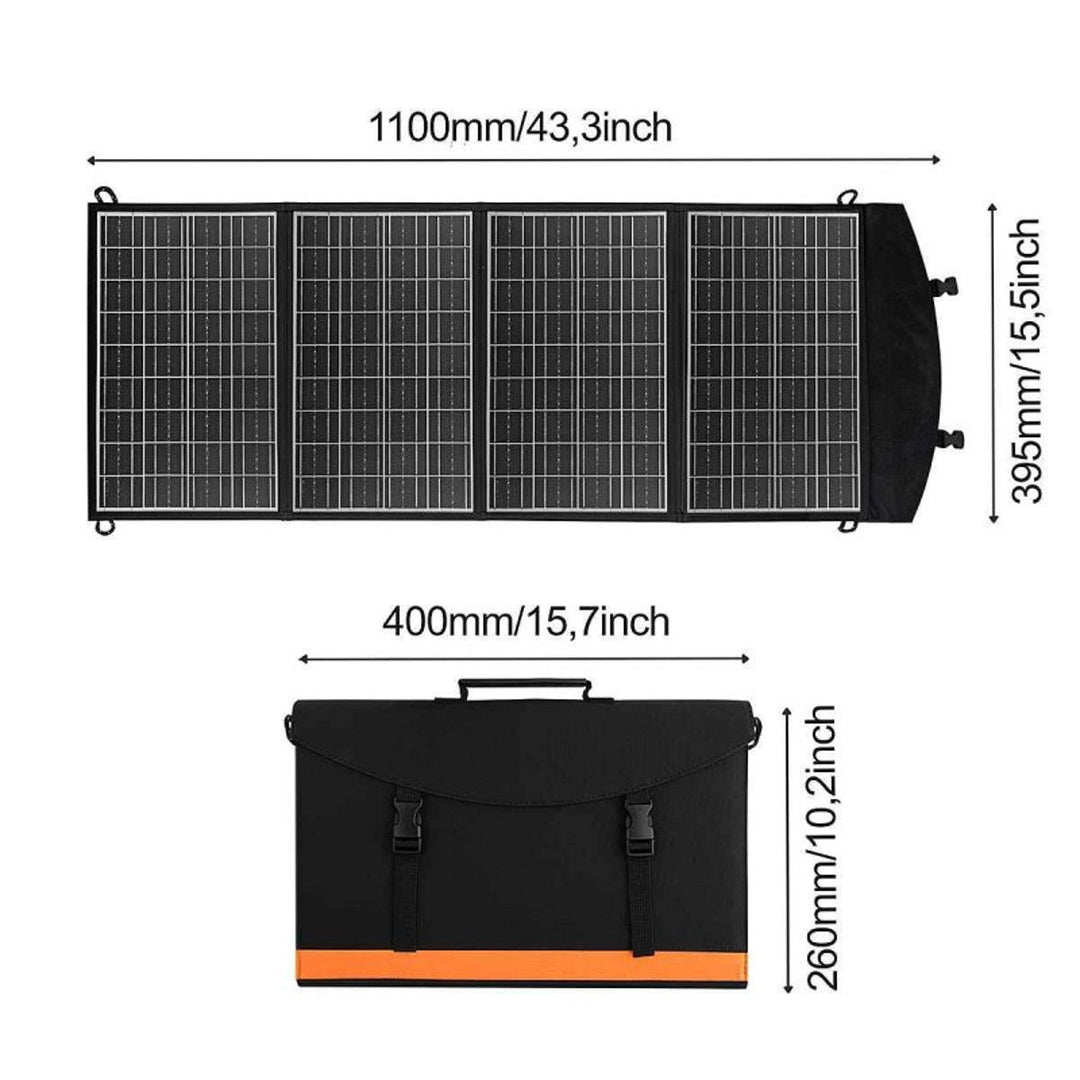 Solcellepanel, oplader, 60 W, 2 USB-porte, sort og orange, A06