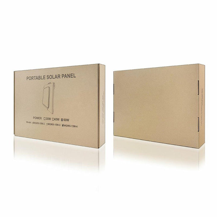 Solcellepanel, oplader, 60 W, 2 USB-porte, sort og orange, A06