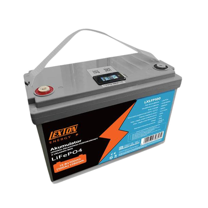 LiFePo4 Lexton lithium-jern-fosfat-batteri med BMS-system, 12,8 V, 100 Ah, LXLFP100