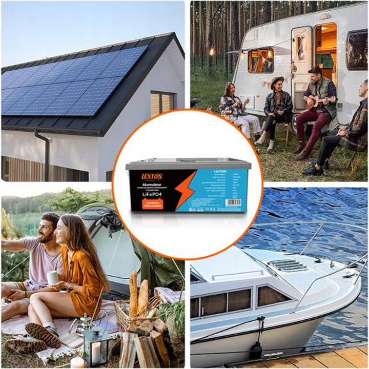 LiFePo4 Lexton lithium-jern-fosfat-batteri med BMS-system, 12,8 V, 200 Ah, LXLFP200