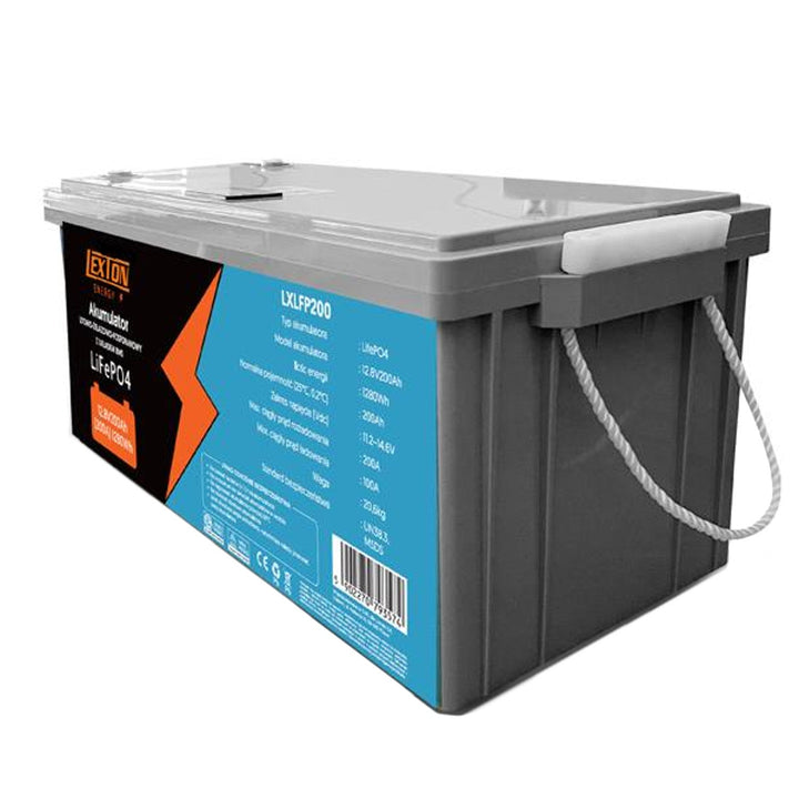 LiFePo4 Lexton lithium-jern-fosfat-batteri med BMS-system, 12,8 V, 200 Ah, LXLFP200