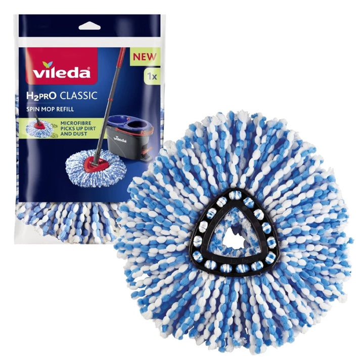 Indlæg til moppe Vileda H2prO, mikrofiber, vaskbar, trekantet hoved, 178330