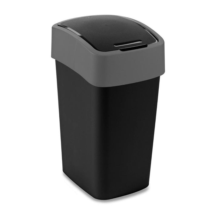 Curver skraldespand, med låg, vippbar, 25 l, sort og sølvfarvet, Flip Bin