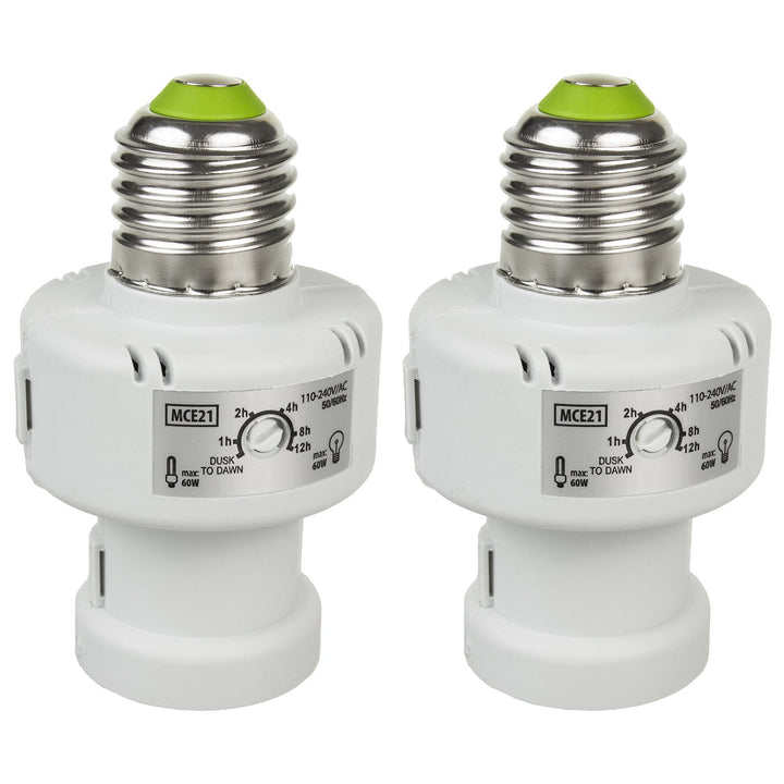 Maclean pæreholder, E27, maks. 100 W, med skumringssensor, timer, hvid, MCE21W, 2 stk.