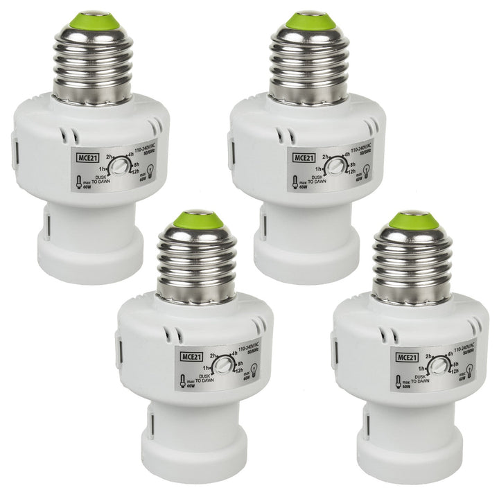Maclean pæreholder, E27, maks. 100 W, med skumringssensor, timer, hvid, MCE21W, 4 stk.