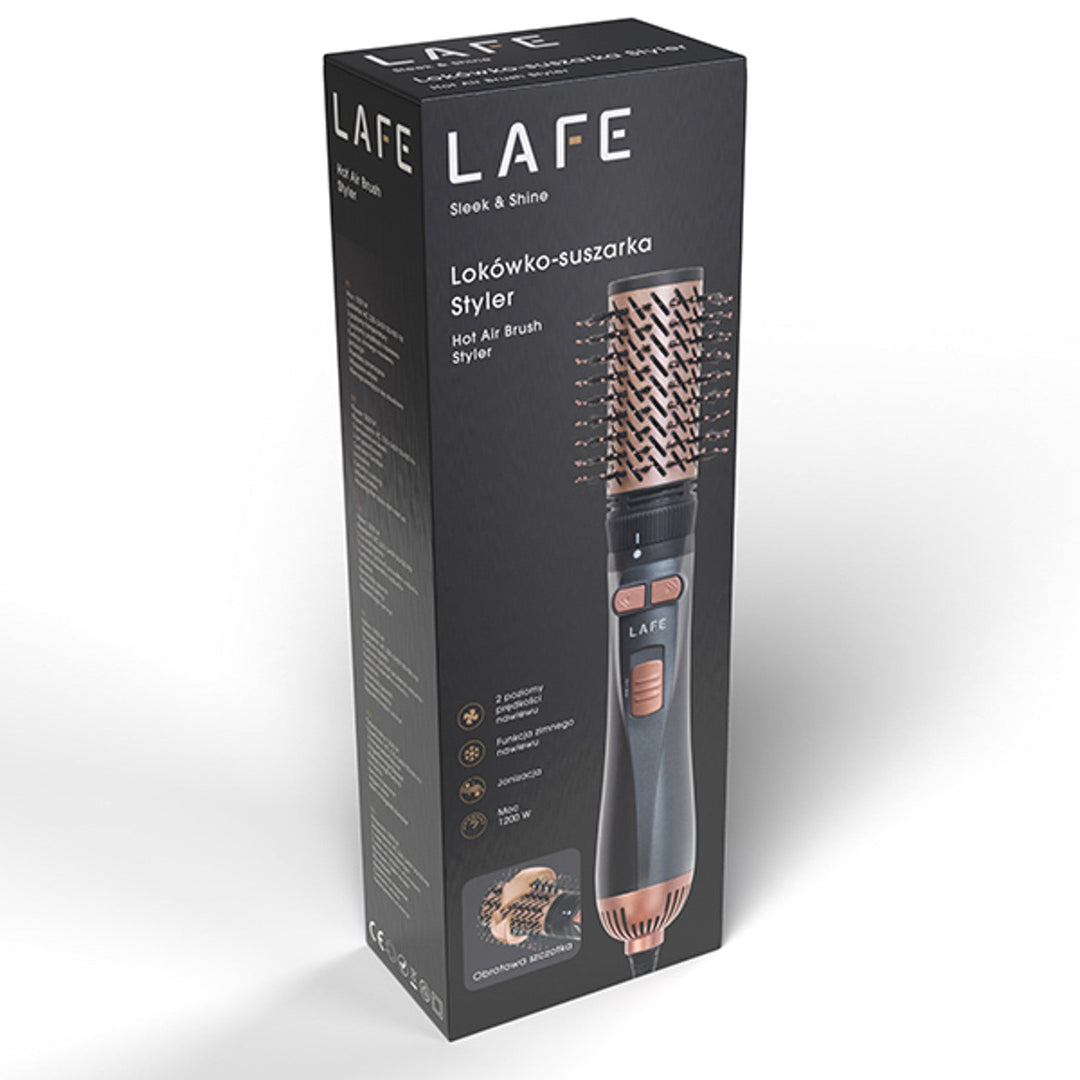 LAFE roterende krøllejern, 2 hastigheder, 3 temperaturindstillinger, ionisering, 1200 W, Sleek and Shine Style
