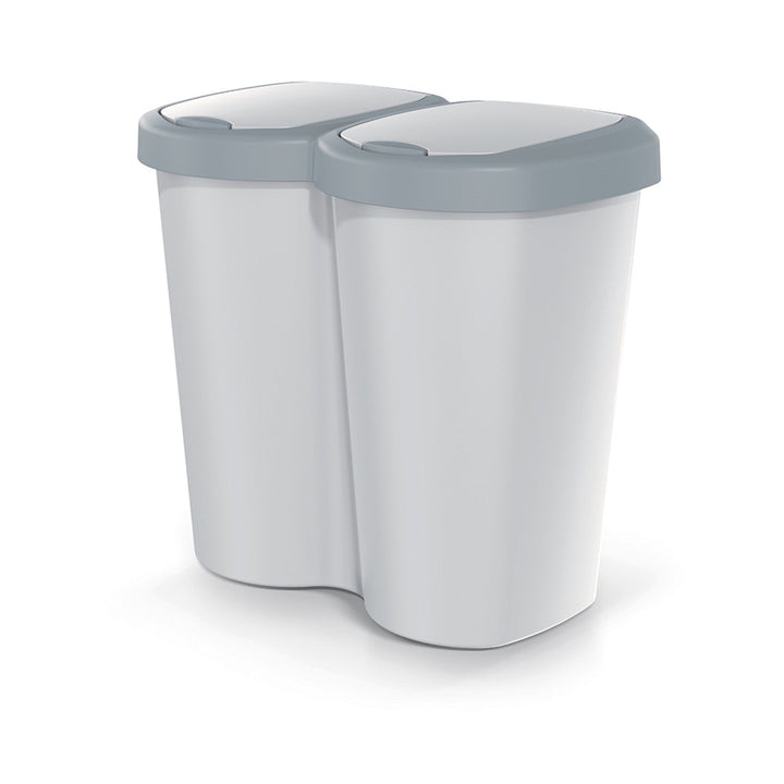 Compacta B Duo affaldsspand, grå/grå, kapacitet 40 l, ét rum, to låg, vægmonteret, NDBS40-429U_427C