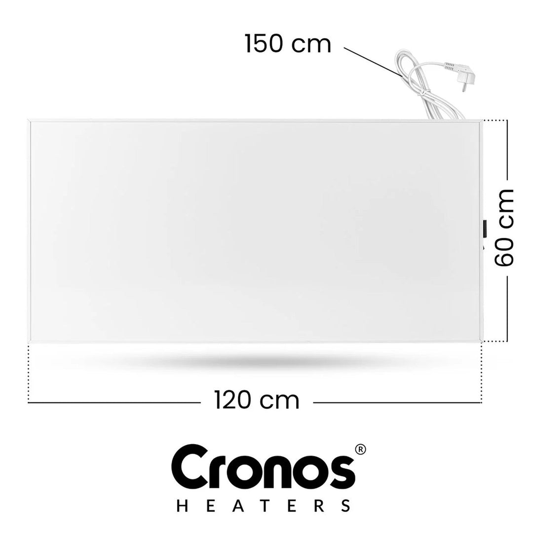 Cronos infrarød varmeapparat, 770 W, styret via smartphone, indbygget termostat, konverteringsgrad 98 %, IP44-beskyttelse, Synthelith PRO CRP-770TWP
