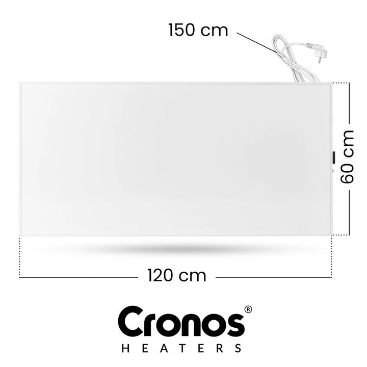 Cronos infrarød varmeapparat, 770 W, styret via smartphone, indbygget termostat, konverteringsgrad 98 %, IP44-beskyttelse, Synthelith PRO CRP-770TWP