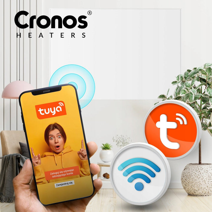 Cronos infrarød radiator, 700 W, fjernbetjening, mat overflade, ultratynd, økonomisk opvarmning, Graphene PRO CGP-700TWP