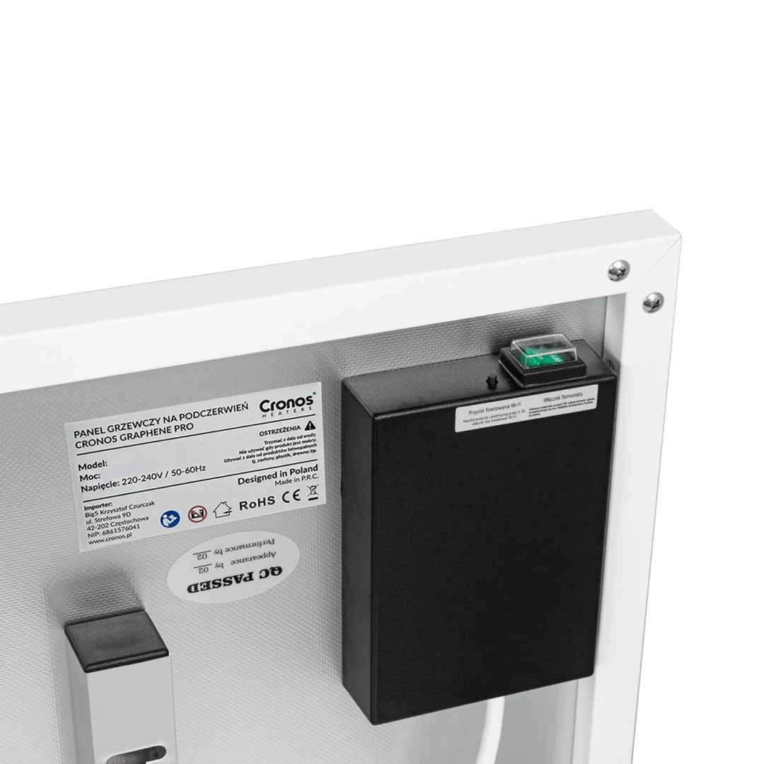 Cronos infrarød radiator, 700 W, fjernbetjening, mat overflade, ultratynd, økonomisk opvarmning, Graphene PRO CGP-700TWP