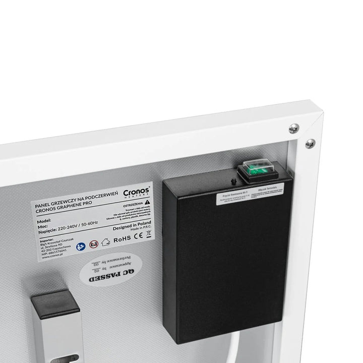 Cronos infrarød radiator, 700 W, fjernbetjening, mat overflade, ultratynd, økonomisk opvarmning, Graphene PRO CGP-700TWP