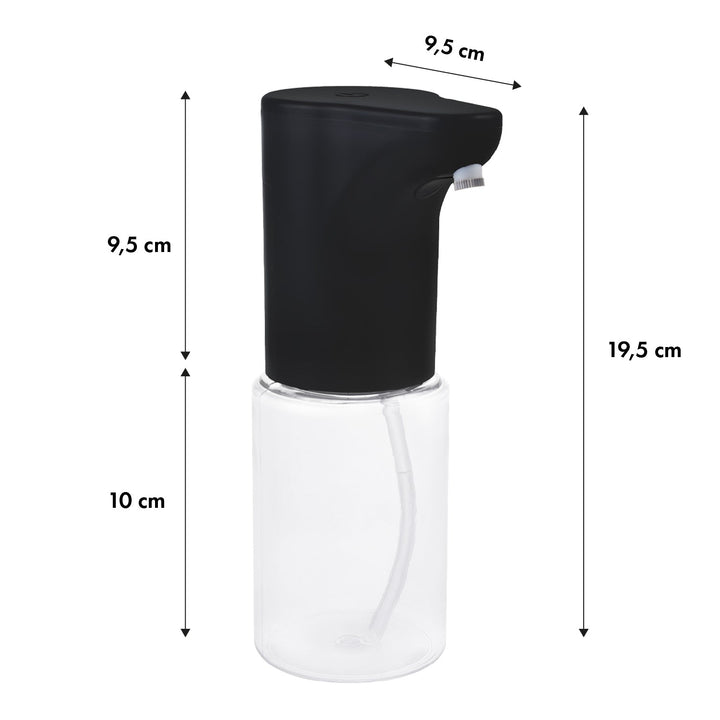 Promedix automatisk dispenser, dispenserbeholder til flydende sæbe, desinfektionsmidler, 300 ml, sort, PR-540 B + 4 AA-batterier fra Varta Industrial