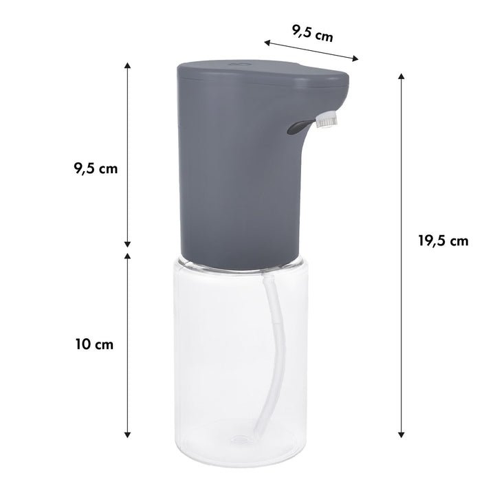 Promedix automatisk dispenser, dispenserbeholder til flydende sæbe, desinfektionsmidler, 300 ml, grå, PR-540 GR + 4 AA-batterier fra Varta Industrial
