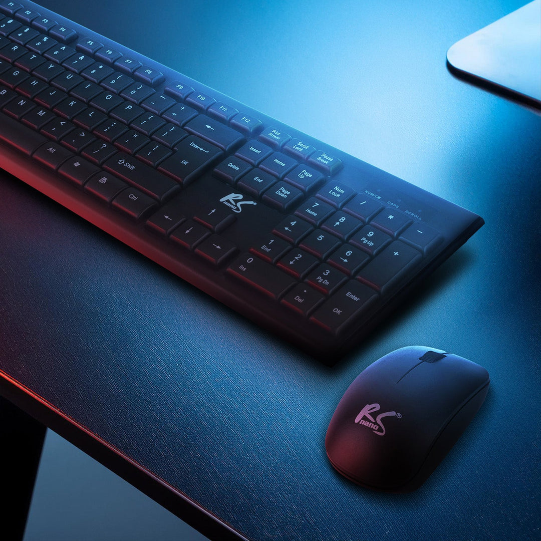 Tastatur + trådløs mus COMBO NanoRS, RS580 + 2x AAA-alkalibatteri fra Varta Industrial