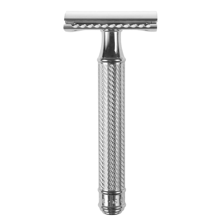 Traditionel barbermaskine til barberblade, forkromet messing, MÜHLE R89