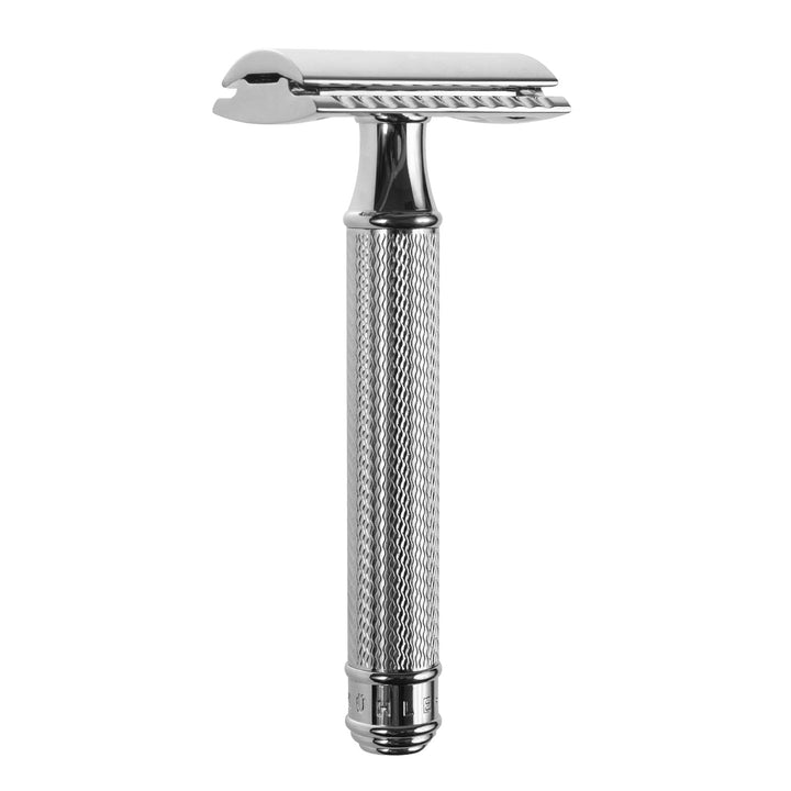 Traditionel barbermaskine til barberblade, forkromet messing, MÜHLE R89