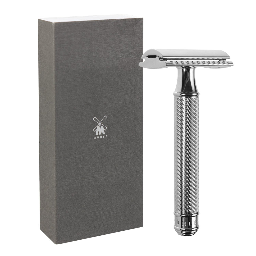 Traditionel barbermaskine til barberblade, forkromet messing, MÜHLE R89