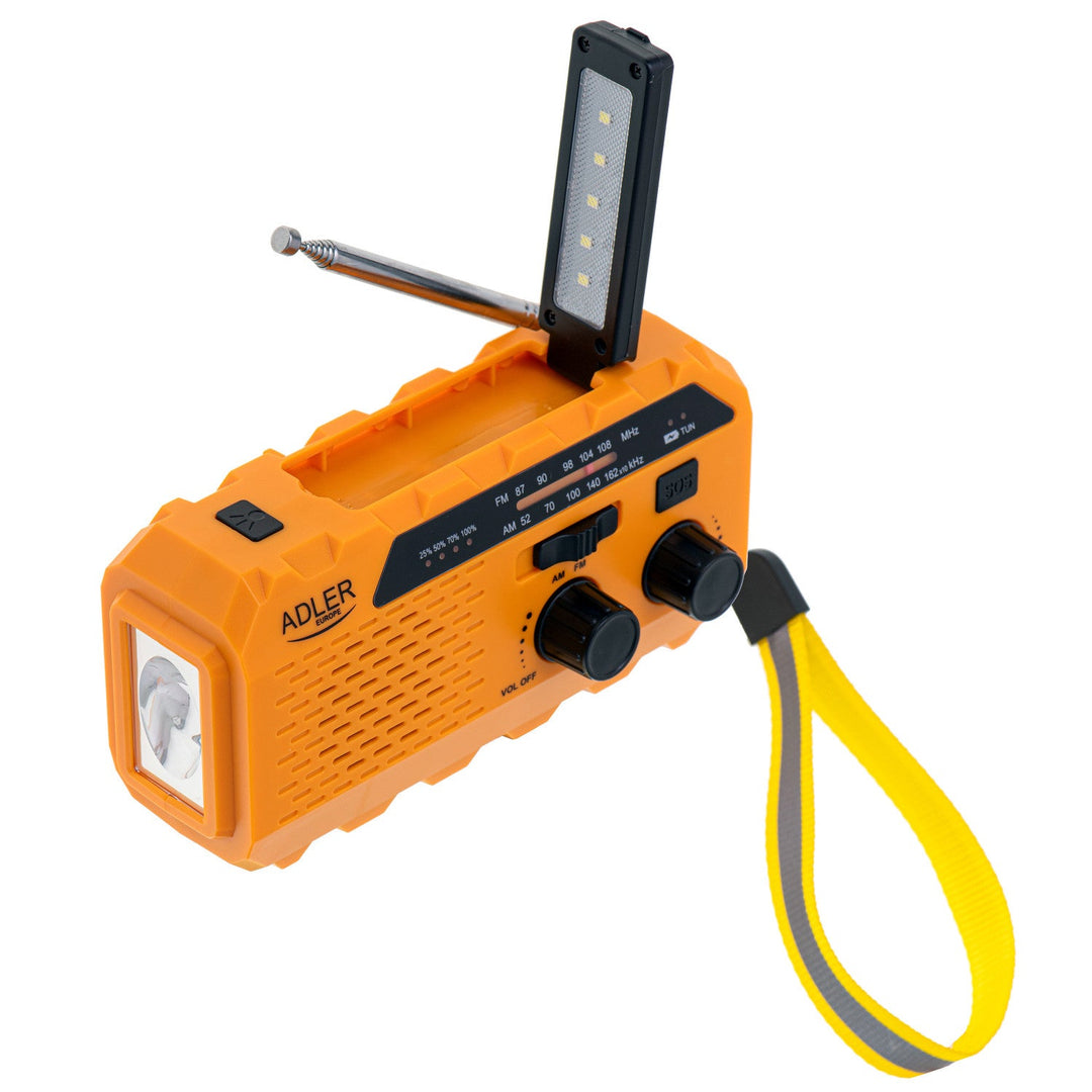 Adler solcelle-radio, 1200 mAh batteri, lommelygte, håndsving, AD 1197