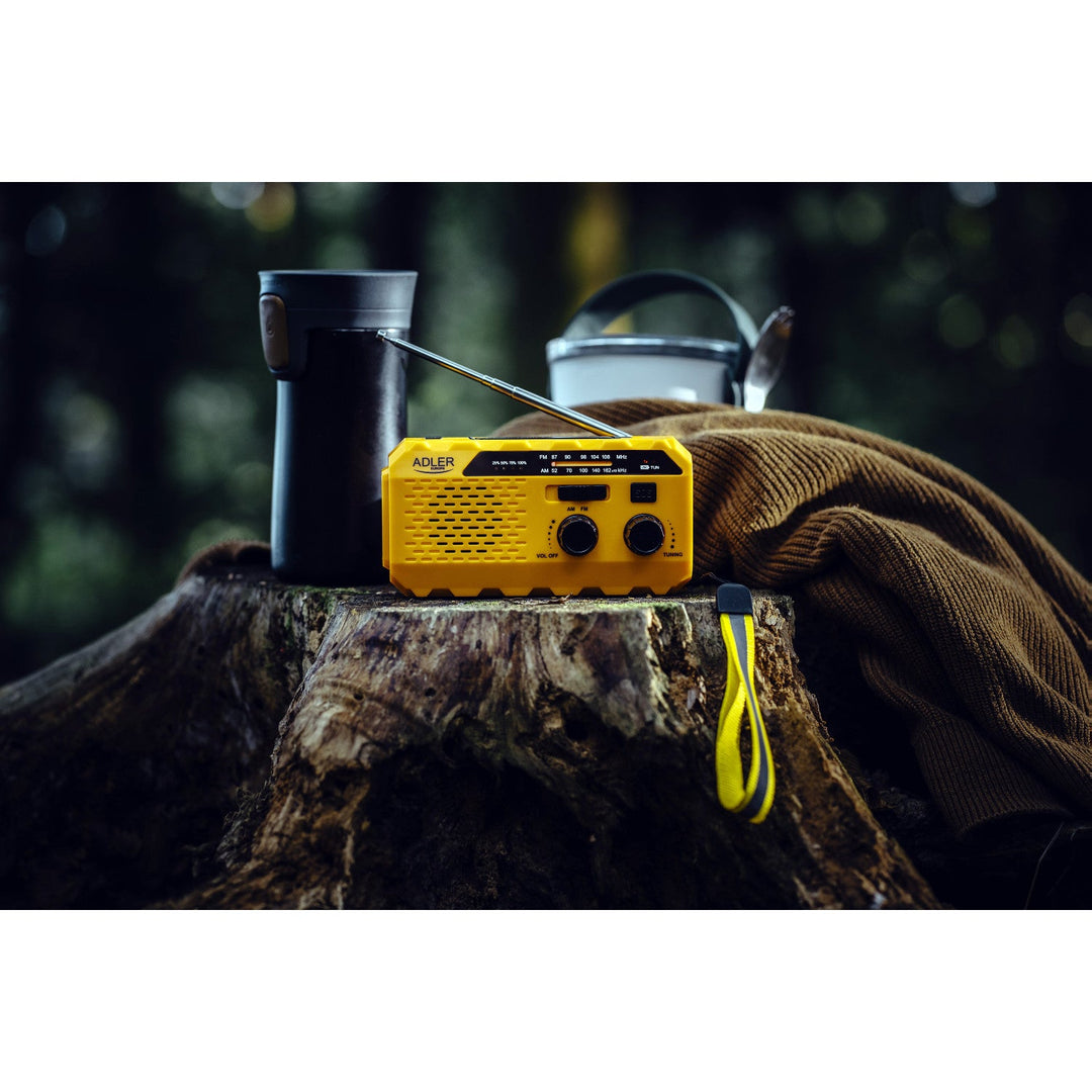 Adler solcelle-radio, 1200 mAh batteri, lommelygte, håndsving, AD 1197