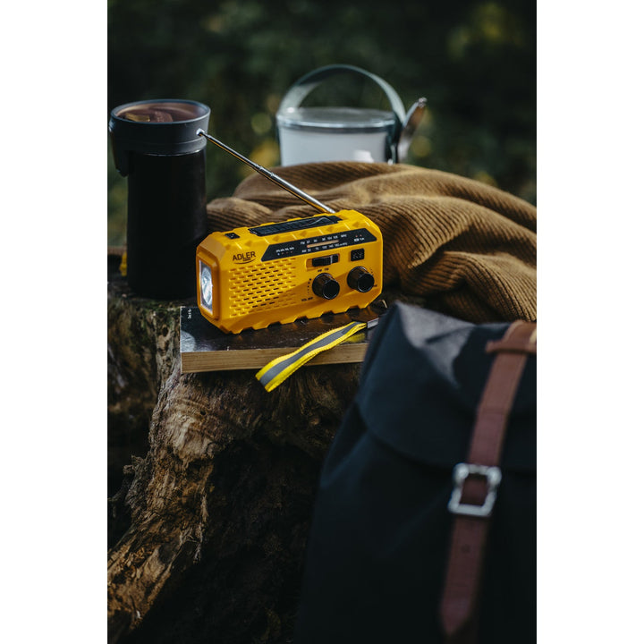 Adler solcelle-radio, 1200 mAh batteri, lommelygte, håndsving, AD 1197