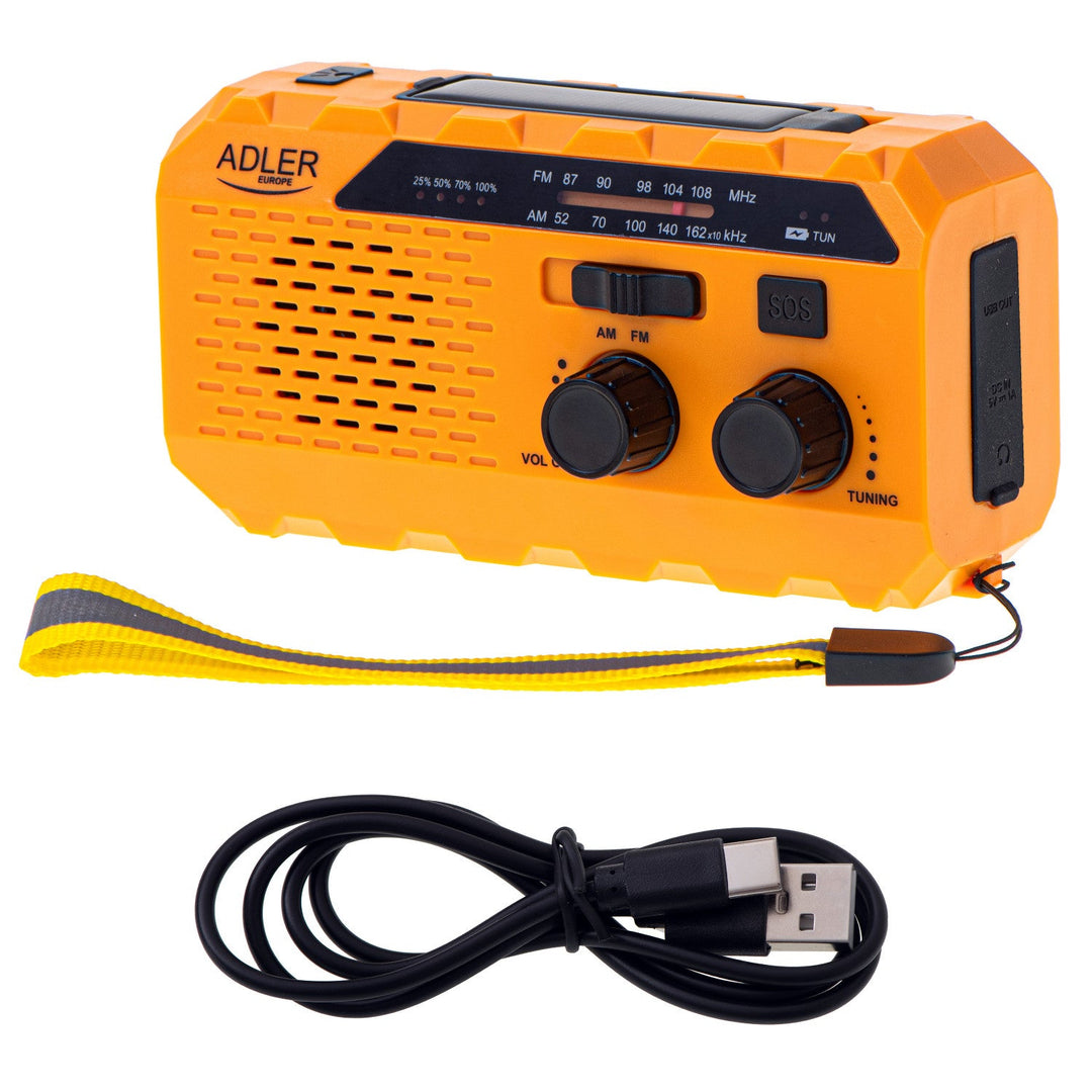 Adler solcelle-radio, 1200 mAh batteri, lommelygte, håndsving, AD 1197
