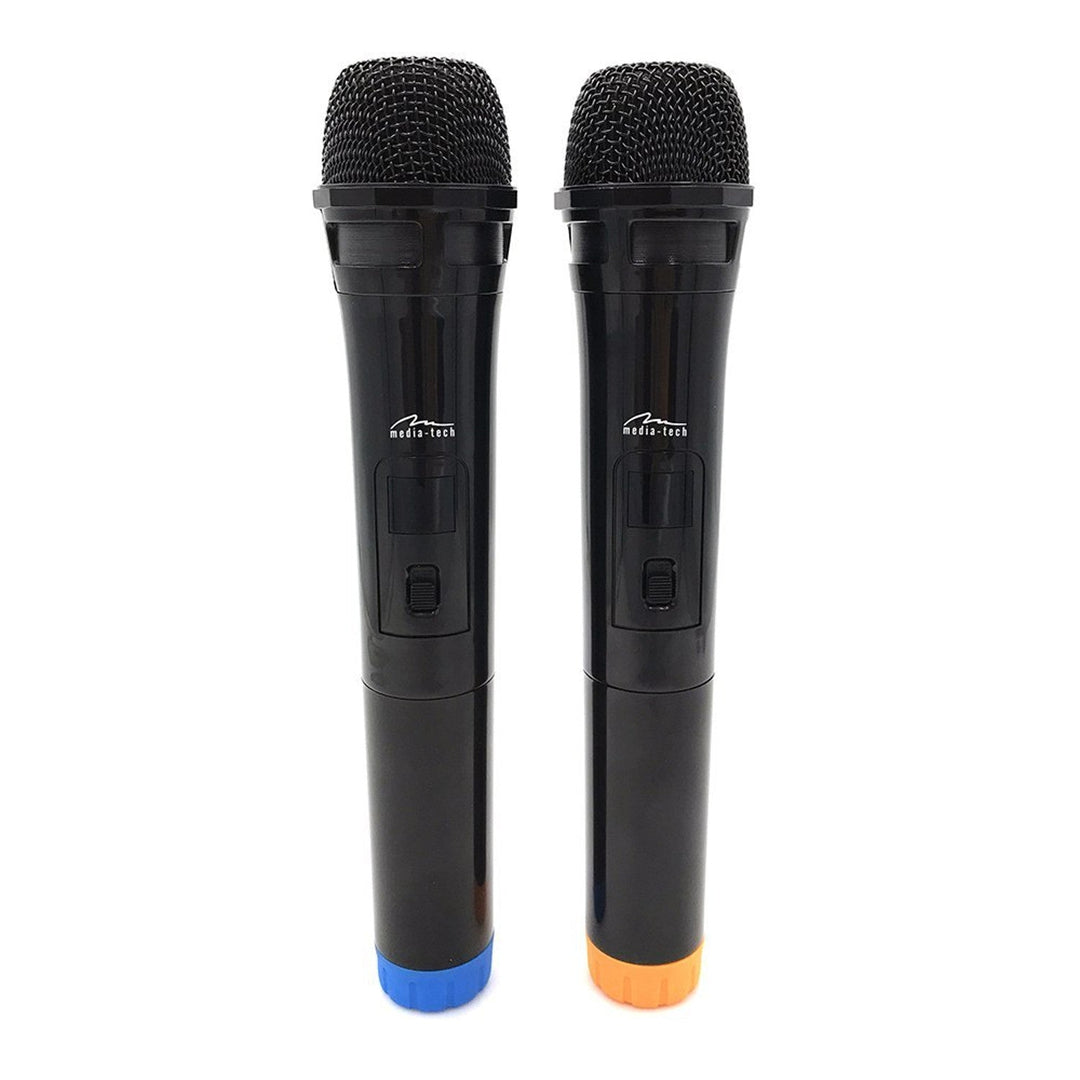 To trådløse mikrofoner med USB-modtager til højttaler med karaoke-funktion, Mediatech MT395