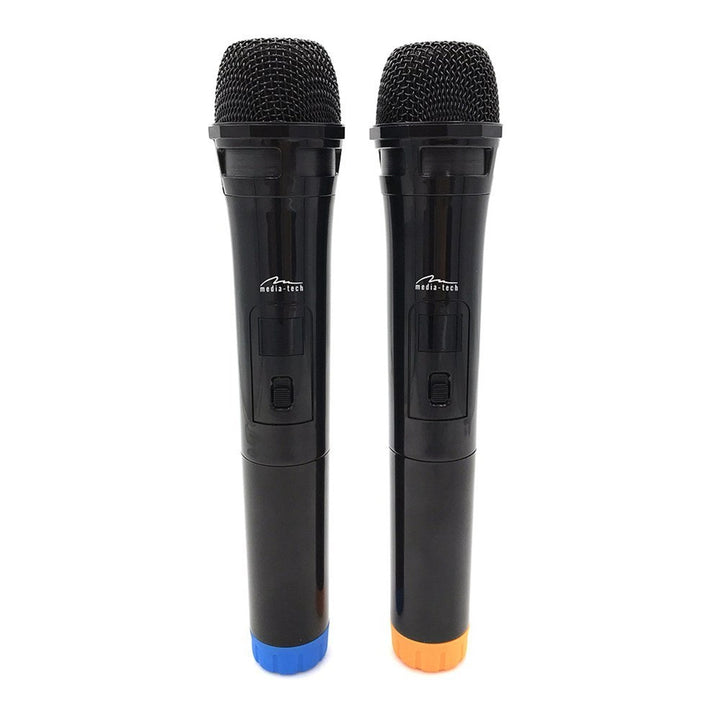 To trådløse mikrofoner med USB-modtager til højttaler med karaoke-funktion, Mediatech MT395
