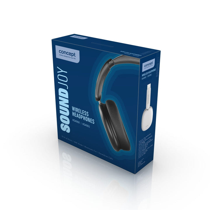 Concept SoundJoy trådløse øretelefoner, op til 70 timers afspilningstid, Bluetooth 5.4, hurtig opladning, aktiv støjreduktion op til 33 dB, hvid, HS4061