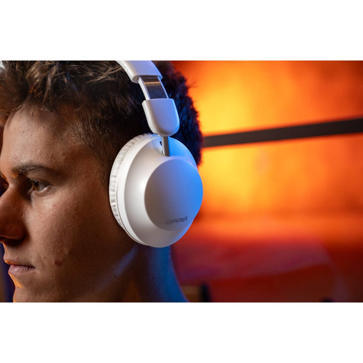 Concept SoundJoy trådløse øretelefoner, op til 45 timers afspilningstid, Bluetooth 6.0, hurtig opladning, aktiv støjreduktion op til 18 dB, hvid, HS4081