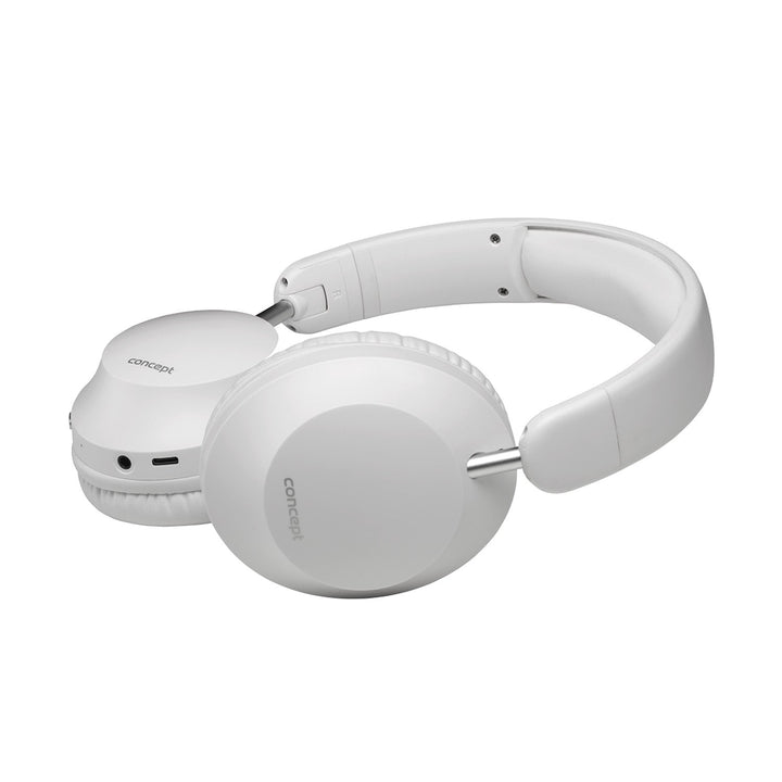 Concept SoundJoy trådløse øretelefoner, op til 45 timers afspilningstid, Bluetooth 6.0, hurtig opladning, aktiv støjreduktion op til 18 dB, hvid, HS4081