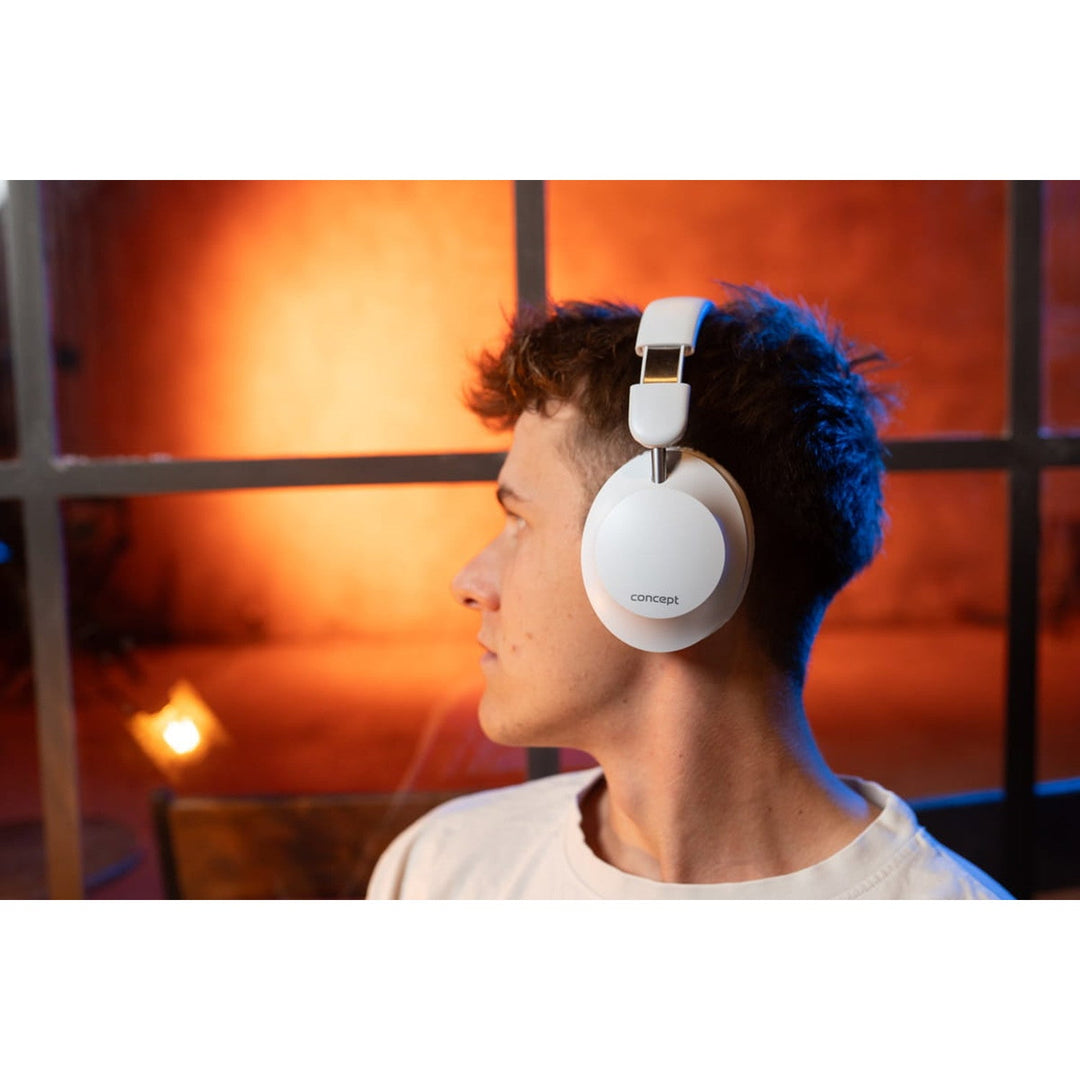 Concept SoundJoy trådløse øretelefoner, op til 45 timers afspilningstid, Bluetooth 6.0, hurtig opladning, aktiv støjreduktion op til 18 dB, hvid, HS4081