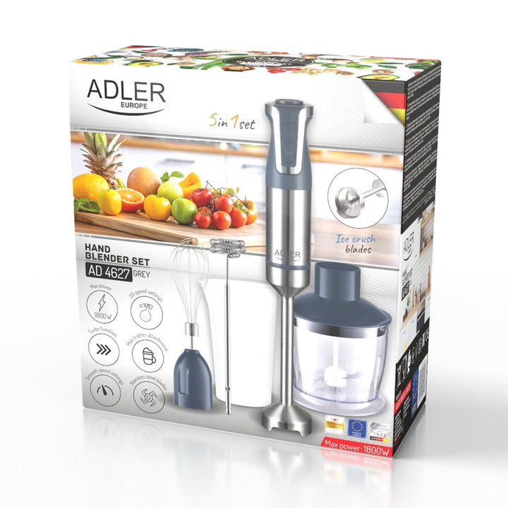 Adler håndblender, multifunktionel, effekt 1800 W, grå, turbo-funktion, AD 4627 g