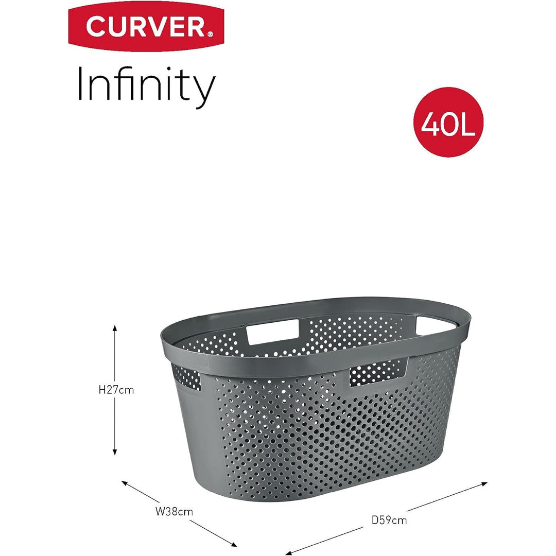 Curver Infinity Recycled vasketøjskurv, kapacitet 40 l, mørkegrå, 100 % genanvendt, 245675