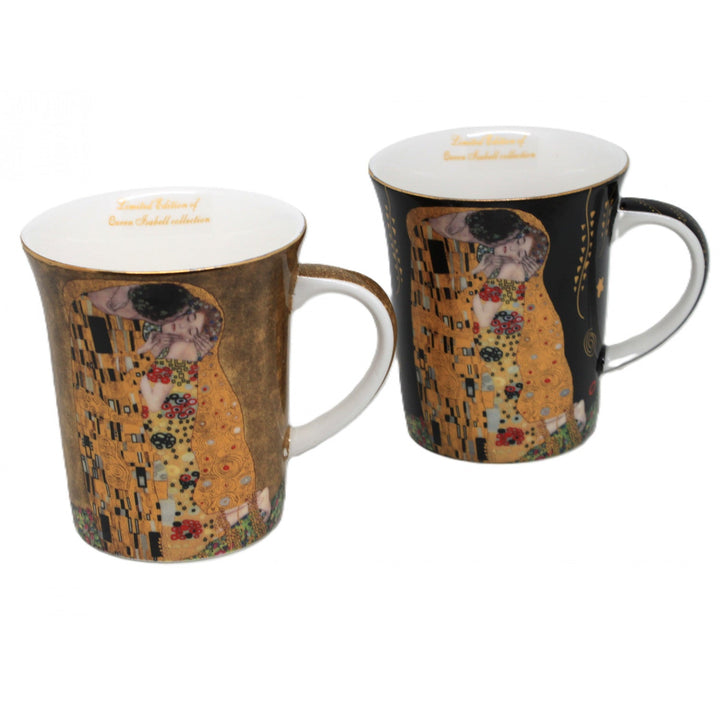 Gustav Klimt-krus, Kysset, sort og brun, 400 ml, Queen Isabel