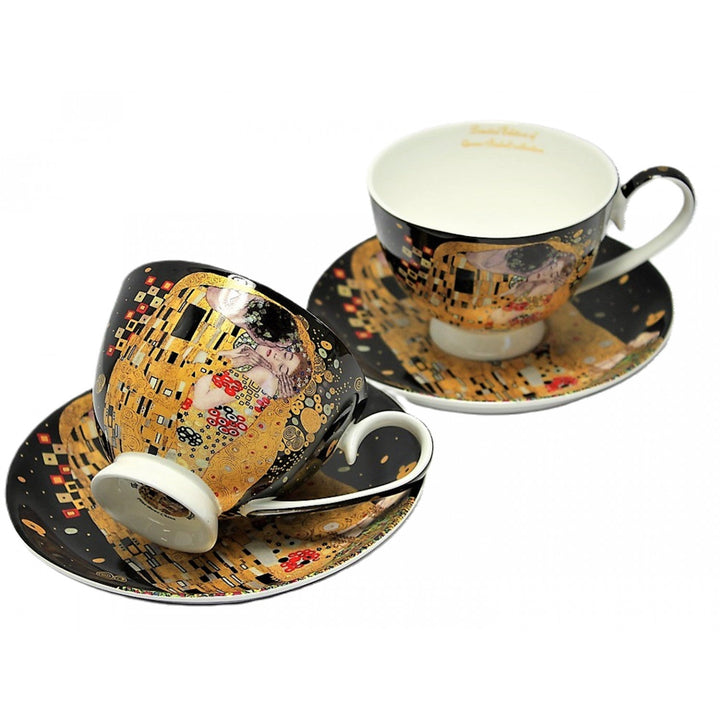 Sæt med 2 porcelænskopper Queen Isabell, motiv Klimts Kys, 250 ml, W8KL356-22383