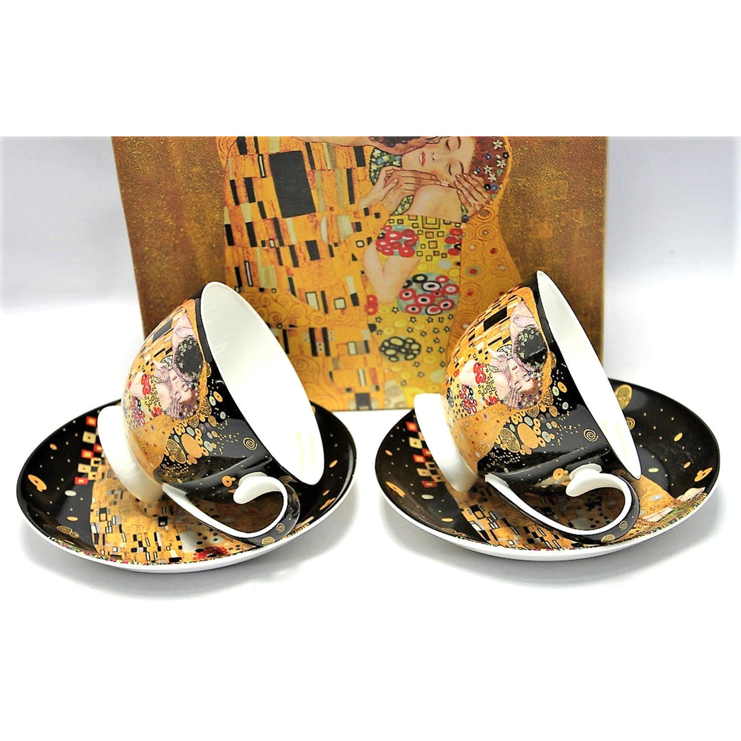 Sæt med 2 porcelænskopper Queen Isabell, motiv Klimts Kys, 250 ml, W8KL356-22383