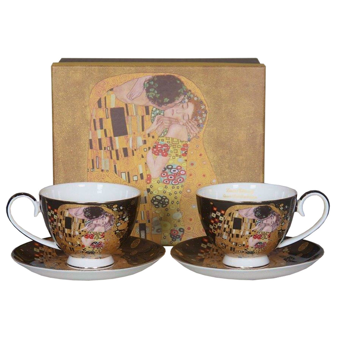 Sæt med 2 porcelænskopper Queen Isabell, motiv Klimts Kys, 250 ml, W8KL356-22383