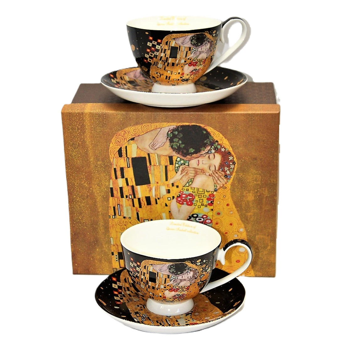Sæt med 2 porcelænskopper Queen Isabell, motiv Klimts Kys, 250 ml, W8KL356-22383